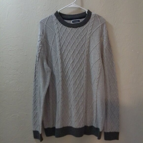 Club Room Men’s XL Cable Knit Sweater – Gray 100% Cotton - Picture 1 of 2